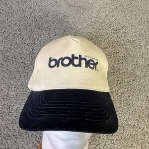 Vintage Brother Hat Cap Snap Back Mens One Size Beige Cotton Twill Embroidered